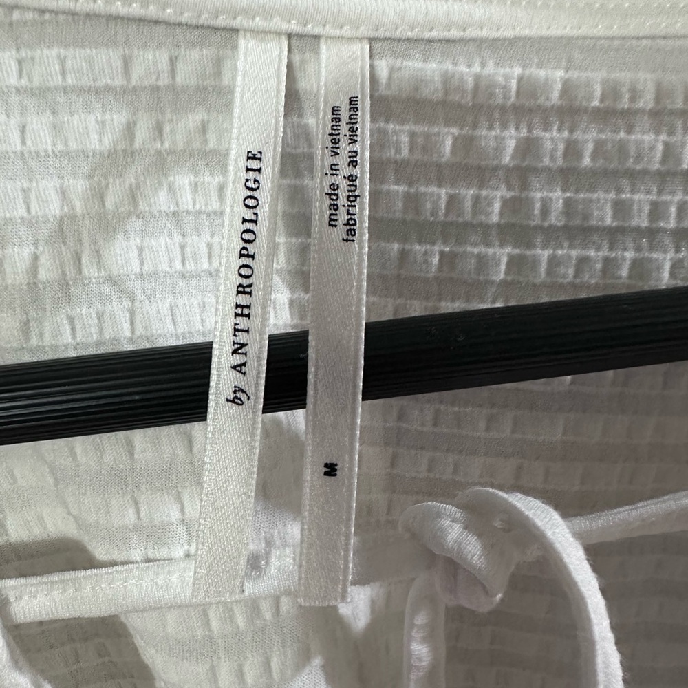 ANTHROPOLOGIE White Long Sleeve Rebecca Smocked Top - Picture 9 of 11